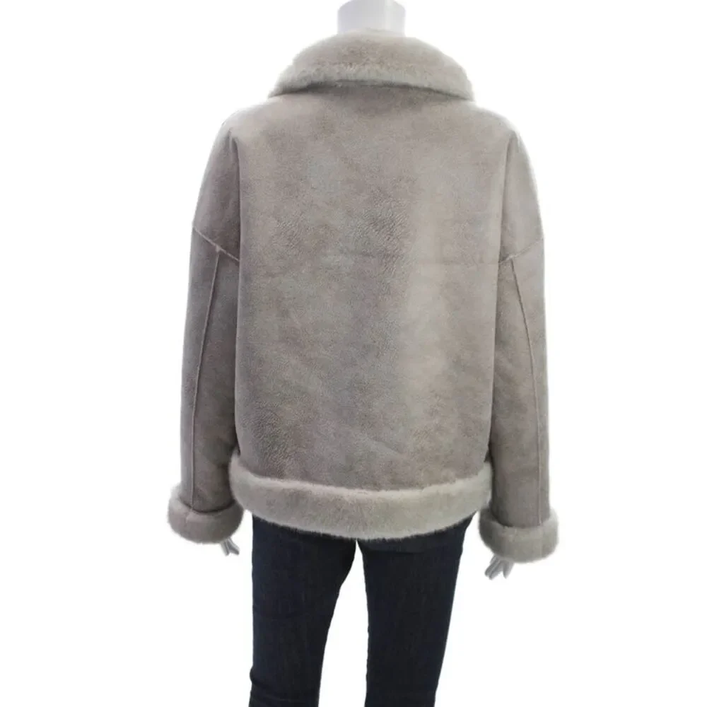 Repeat Luxury Women Basic Jacket Gray Polyester Button Long Sleeve Size S